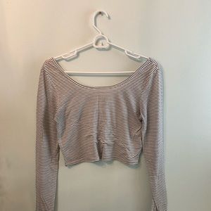 Cropped Long Sleeve with Deep Crewneck